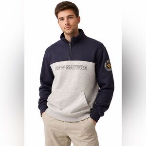 H&M Men's Navy and Gray Sweater Size Small NWOT